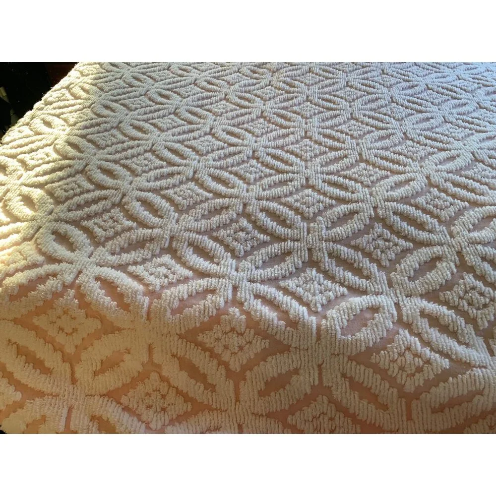 Vintage Pink Chenille Bedspread 98